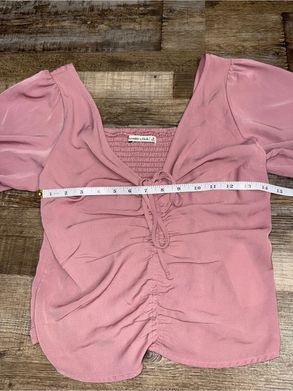 Abercrombie Fitch Dusty Rose Cinched Front Puff Sleeve Smocked Top‎ Small